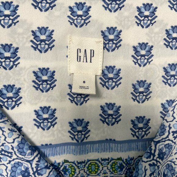 GAP Floral Mixed Print Tie V-Neck Sleeveless Lightweight Top Blouse Blue Small - Picture 2 of 9
